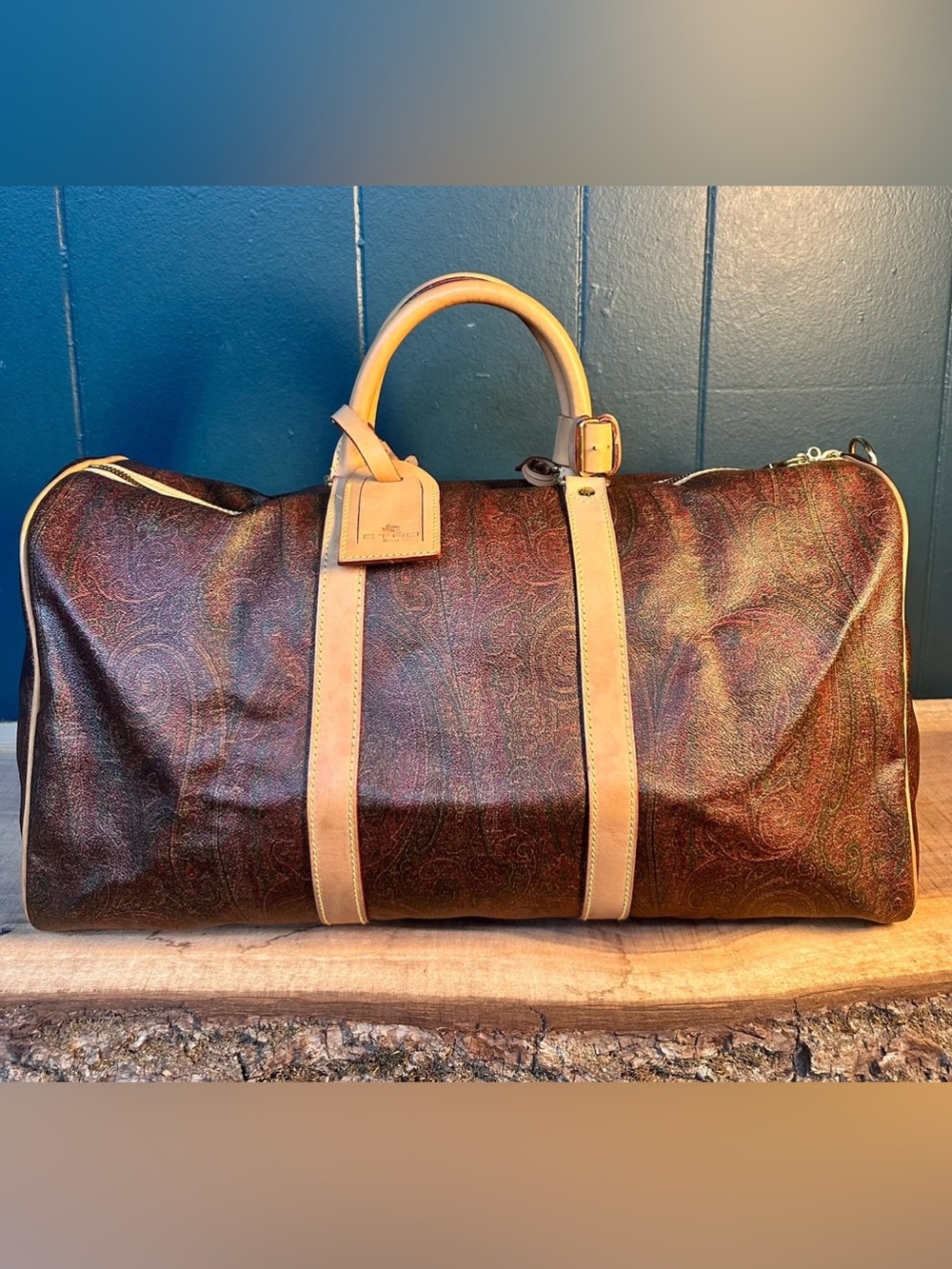 Vintage Etro Milano Paisley Boston Bag Travel Bag Lock & Key Italy 1993